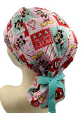 Christmas Mickey and Friends Patchwork Ponytail Scrub Cap Doctor Theatre Nurse Hospital Paediatric Vet Surgical