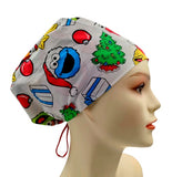 Christmas Sesame Street Euro Scrub Cap Doctor Hospital Surgical ODP Vet