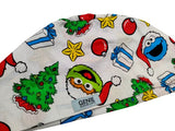 Christmas Sesame Street Euro Scrub Cap Doctor Hospital Surgical ODP Vet