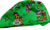 Dr Seuss Grinch Christmas Men's Velcro Closure Adjustable Scrub Cap Doctor Theatre Nurse Hospital Paediatric Vet Surgical