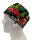 Christmas Red Trucks Men's Velcro Closure Adjustable Scrub Cap Doctor Theatre Nurse Hospital Paediatric Vet Surgical