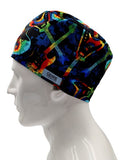 Musical Guitar Fun Men's Velcro Closure Adjustable Scrub Cap Doctor Theatre Nurse Hospital Paediatric Vet Surgical