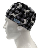 Christmas Happy Deers Black Checks Men's Velcro Closure Adjustable Scrub Cap Doctor Theatre Nurse Hospital Paediatric Vet Surgical