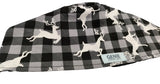 Christmas Happy Deers Black Checks Men's Velcro Closure Adjustable Scrub Cap Doctor Theatre Nurse Hospital Paediatric Vet Surgical