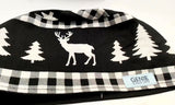 Christmas Happy Deers Black Lines Men's Velcro Closure Adjustable Scrub Cap Doctor Theatre Nurse Hospital Paediatric Vet Surgical