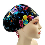 Breast Cancer Awareness Floral Euro Scrub Cap Doctor Hospital Surgical ODP Vet