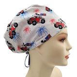 Disney Mickey Patriotic Car Euro Scrub Cap Doctor Hospital Surgical ODP Vet