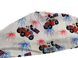 Disney Mickey Patriotic Car Euro Scrub Cap Doctor Hospital Surgical ODP Vet