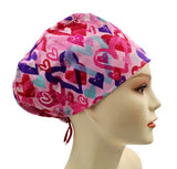 Breast Cancer Awareness Foil Hearts Euro Scrub Cap Doctor Hospital Surgical ODP Vet