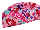 Breast Cancer Awareness Foil Hearts Euro Scrub Cap Doctor Hospital Surgical ODP Vet