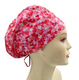 Breast Cancer Awareness Mini Red Hearts Euro Scrub Cap Doctor Hospital Surgical ODP Vet