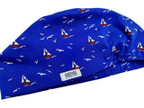 Sailing Boats Jersey Knit Comfy Euro Toggle Scrub Cap Doctor Theatre Nurse Hospital Paediatric Vet Surgical