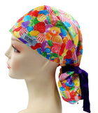 Bright Snacks Ponytail Scrub Cap Doctor Theatre Nurse Hospital Paediatric Vet Surgical