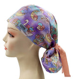 Cutie Twin Purple  Ponytail Scrub Cap Doctor Theatre Nurse Hospital Paediatric Vet Surgical