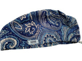 Blue Paisley Euro Scrub Cap Doctor Hospital Surgical ODP Vet