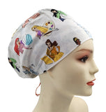 Disney Princess All Around White Euro Scrub Cap Doctor Hospital Surgical ODP Vet