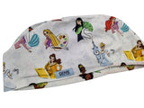 Disney Princess All Around White Euro Scrub Cap Doctor Hospital Surgical ODP Vet