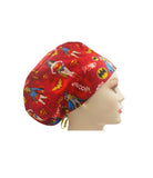 POW! Kaboom Super heroines Super Woman, SuperGirl, Batgirl Euro Scrub Cap Doctor Hospital Surgical ODP Vet