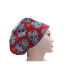 Special Offer Sugar Skull with Flowers Red Euro Scrub Cap Doctor Hospital Surgical ODP Vet